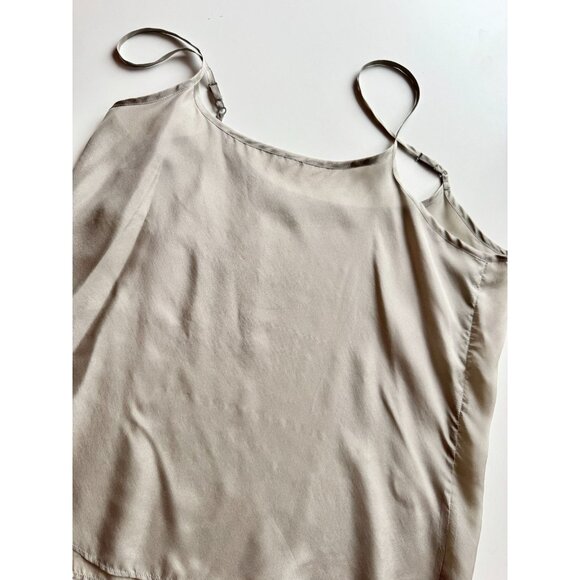 EILEEN FISHER Dove Beige Taupe Silk Habotai Camisole Tank Top, Size L - Picture 6 of 9